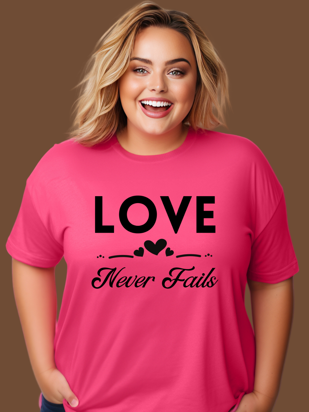 LOVE NEVER FAILS T-Shirt- Pink