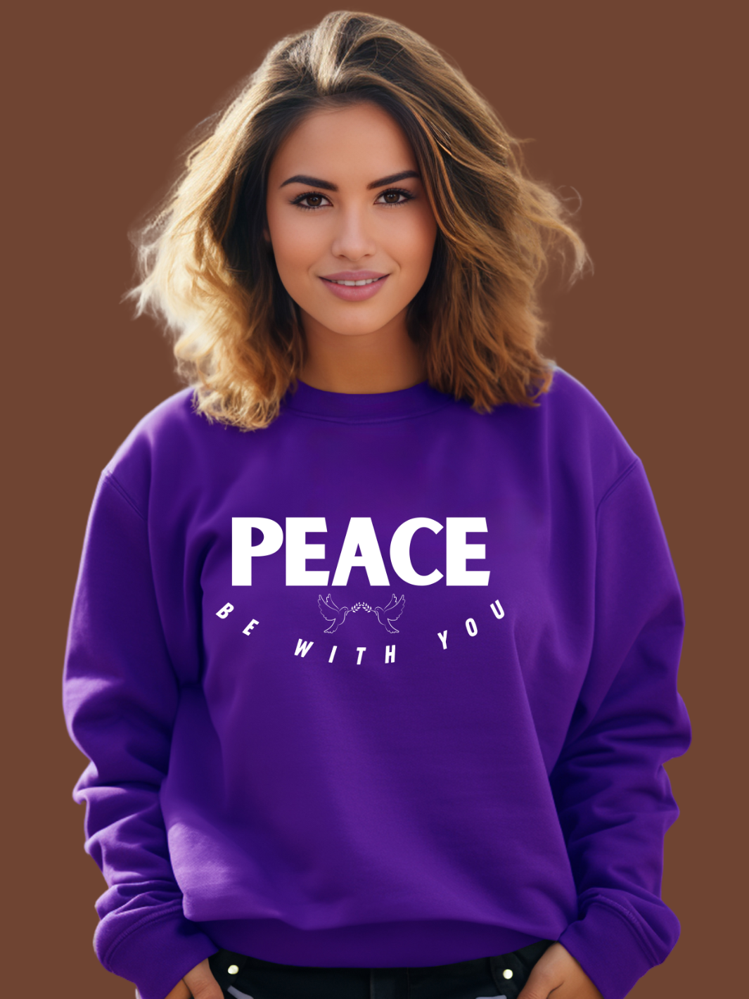 PEACE BE WITH YOU Sweatshirt- Purple