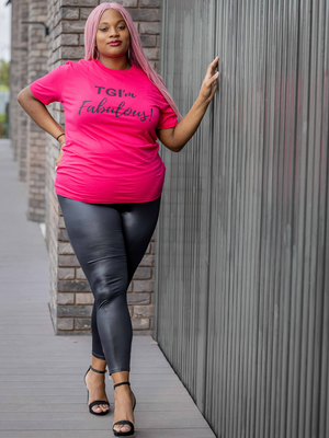 PHOEBE Wet Look Zip Leggings